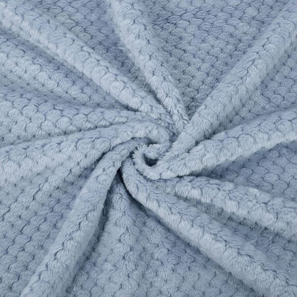 Flannel Fleece Bed Blankets Soft Mesh Fuzzy Plush Solid Blankets Smoked Blue - Picture 5 of 6